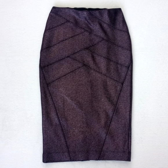 Express Purple Iridescent Shimmery Metallic Wiggle Straight Pencil Skirt 0 - Picture 1 of 16